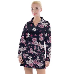 Sakura Flower Flowers Floral Flora Nature Women s Long Sleeve Casual Dress