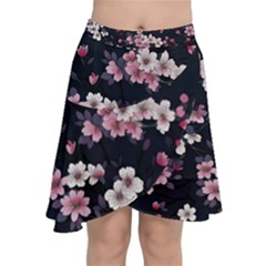 Sakura Flower Flowers Floral Flora Nature Chiffon Wrap Front Skirt by Jancukart