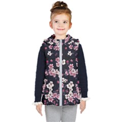 Sakura Flower Flowers Floral Flora Nature Kids  Hooded Puffer Vest