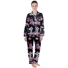 Sakura Flower Flowers Floral Flora Nature Women s Long Sleeve Satin Pajamas Set	 by Jancukart