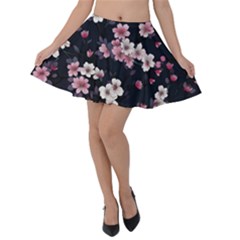 Sakura Flower Flowers Floral Flora Nature Velvet Skater Skirt