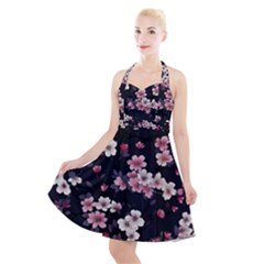 Sakura Flower Flowers Floral Flora Nature Halter Party Swing Dress  by Jancukart