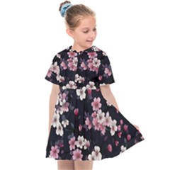 Sakura Flower Flowers Floral Flora Nature Kids  Sailor Dress