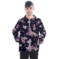 Sakura Flower Flowers Floral Flora Nature Men s Half Zip Pullover