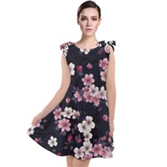 Sakura Flower Flowers Floral Flora Nature Tie Up Tunic Dress by Jancukart