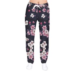 Sakura Flower Flowers Floral Flora Nature Women Velvet Drawstring Pants