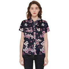 Sakura Flower Flowers Floral Flora Nature Short Sleeve Pocket Shirt