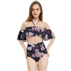 Sakura Flower Flowers Floral Flora Nature Halter Flowy Bikini Set 