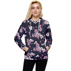 Sakura Flower Flowers Floral Flora Nature Women s Lightweight Drawstring Hoodie