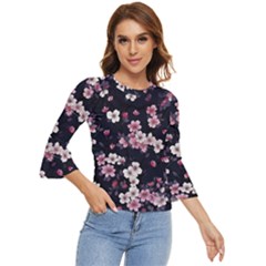 Sakura Flower Flowers Floral Flora Nature Bell Sleeve Top