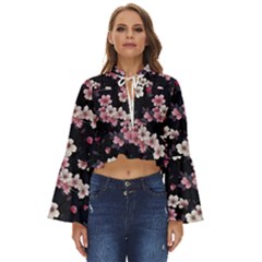 Sakura Flower Flowers Floral Flora Nature Boho Long Bell Sleeve Top