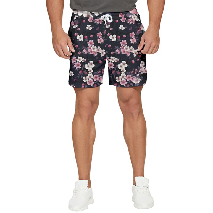 Sakura Flower Flowers Floral Flora Nature Men s Runner Shorts