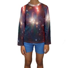 Astrology Astronomical Cluster Galaxy Nebula Kids  Long Sleeve Swimwear by danenraven