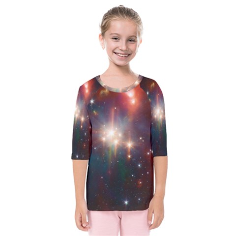 Astrology Astronomical Cluster Galaxy Nebula Kids  Quarter Sleeve Raglan Tee by danenraven