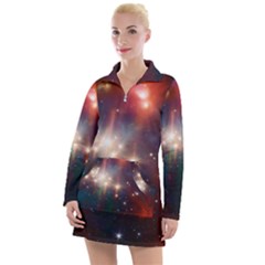 Astrology Astronomical Cluster Galaxy Nebula Women s Long Sleeve Casual Dress by danenraven