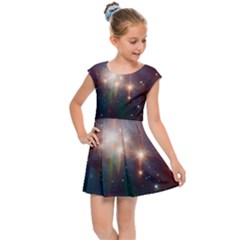 Astrology Astronomical Cluster Galaxy Nebula Kids  Cap Sleeve Dress by danenraven