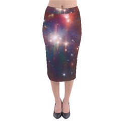 Astrology Astronomical Cluster Galaxy Nebula Velvet Midi Pencil Skirt by danenraven