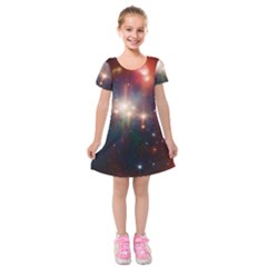 Astrology Astronomical Cluster Galaxy Nebula Kids  Short Sleeve Velvet Dress by danenraven