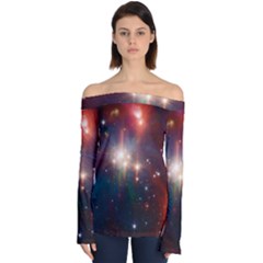 Astrology Astronomical Cluster Galaxy Nebula Off Shoulder Long Sleeve Top by danenraven