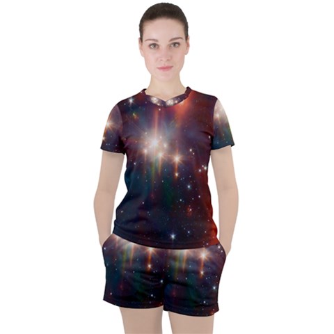 Astrology Astronomical Cluster Galaxy Nebula Women s Tee And Shorts Set by danenraven