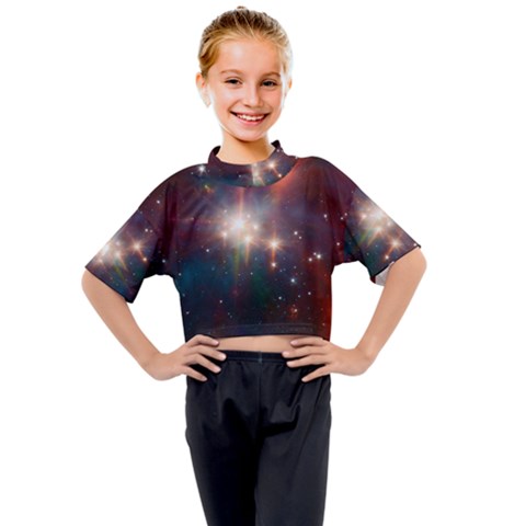 Astrology Astronomical Cluster Galaxy Nebula Kids Mock Neck Tee by danenraven