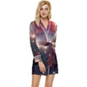 Astrology Astronomical Cluster Galaxy Nebula Long Sleeve Satin Robe View1