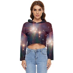 Astrology Astronomical Cluster Galaxy Nebula Women s Lightweight Cropped Hoodie by danenraven