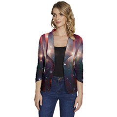 Astrology Astronomical Cluster Galaxy Nebula Women s One-button 3/4 Sleeve Short Jacket by danenraven