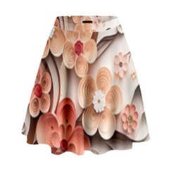 Sakura Flowers Flower Pink Blossom Spring High Waist Skirt by danenraven