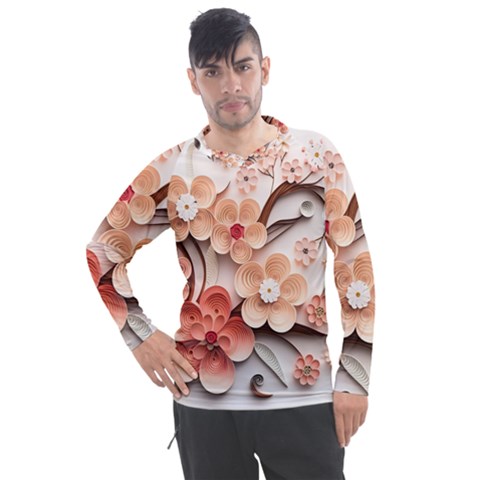 Sakura Flowers Flower Pink Blossom Spring Men s Pique Long Sleeve Tee by danenraven