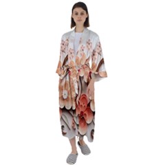 Sakura Flowers Flower Pink Blossom Spring Maxi Satin Kimono by danenraven