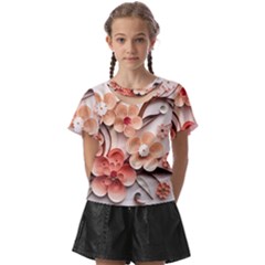 Sakura Flowers Flower Pink Blossom Spring Kids  Front Cut Tee by danenraven