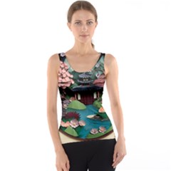 Japanese Garden Flowers Landscape Tank Top by danenraven