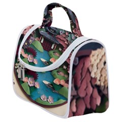 Japanese Garden Flowers Landscape Satchel Handbag by danenraven