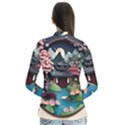 Japanese Garden Flowers Landscape Drape Collar Cardigan View2