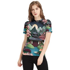 Japanese Garden Flowers Landscape Women s Short Sleeve Rash Guard by danenraven