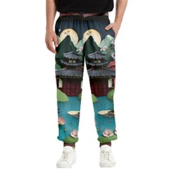 Japanese Garden Flowers Landscape Men s Elastic Waist Pants