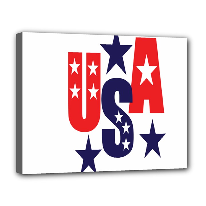 Usa Stars Fourth Of July Symbol America Usa Stars Canvas 14  x 11  (Stretched)