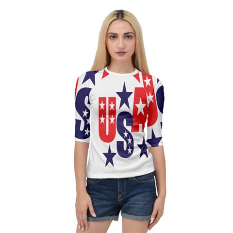 Usa Stars Fourth Of July Symbol America Usa Stars Quarter Sleeve Raglan Tee by Wegoenart