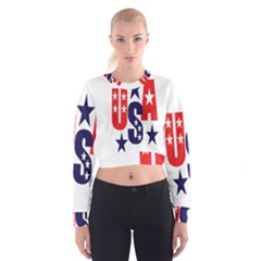 Usa Stars Fourth Of July Symbol America Usa Stars Cropped Sweatshirt