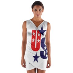 Usa Stars Fourth Of July Symbol America Usa Stars Wrap Front Bodycon Dress by Wegoenart