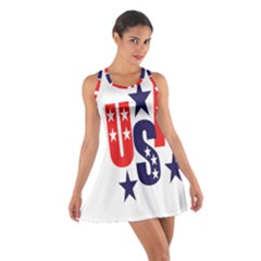 Usa Stars Fourth Of July Symbol America Usa Stars Cotton Racerback Dress by Wegoenart