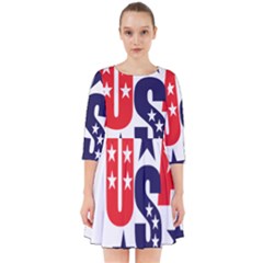 Usa Stars Fourth Of July Symbol America Usa Stars Smock Dress by Wegoenart