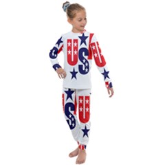 Usa Stars Fourth Of July Symbol America Usa Stars Kids  Long Sleeve Set 