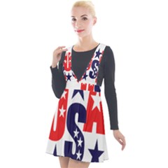 Usa Stars Fourth Of July Symbol America Usa Stars Plunge Pinafore Velour Dress by Wegoenart