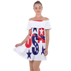 Usa Stars Fourth Of July Symbol America Usa Stars Off Shoulder Velour Dress by Wegoenart