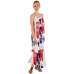 Usa Stars Fourth Of July Symbol America Usa Stars Cami Maxi Ruffle Chiffon Dress by Wegoenart