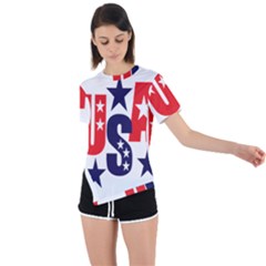 Usa Stars Fourth Of July Symbol America Usa Stars Asymmetrical Short Sleeve Sports Tee