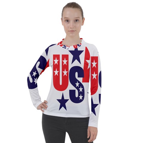 Usa Stars Fourth Of July Symbol America Usa Stars Women s Pique Long Sleeve Tee by Wegoenart