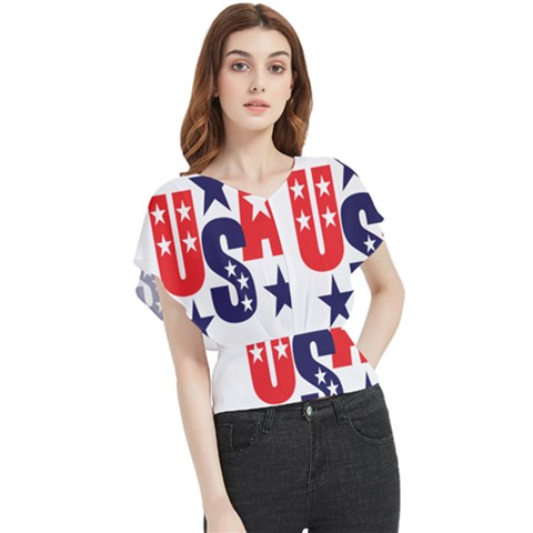 Usa Stars Fourth Of July Symbol America Usa Stars Butterfly Chiffon Blouse by Wegoenart